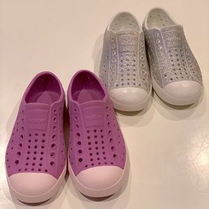 VGUC SZ 10 PURPLE NATIVE SHOES - FREE SILVER PAIR